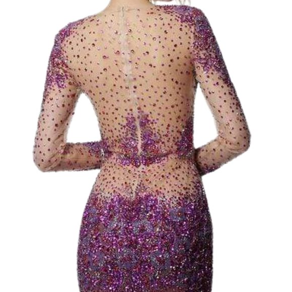 Jovani 47598 Cocktail Dress Purple Size 10 - Picture 4 of 7